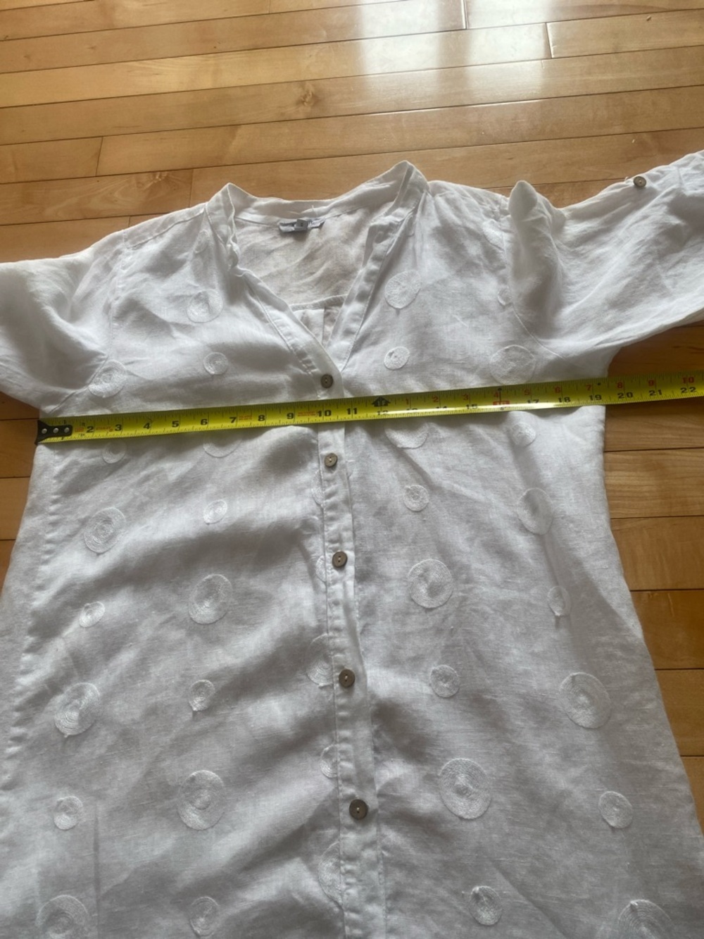 LINEN ROSEMARINE Made in Italy  long White  3/4 Length sleeve Blouse Size Small - Picture 10 of 13